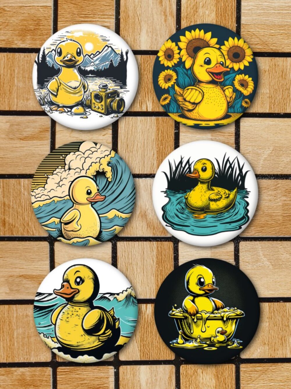 Rubber Duck Fridge Magnets - Set Of 6 Metal Magnets - Home Office Kitchen School